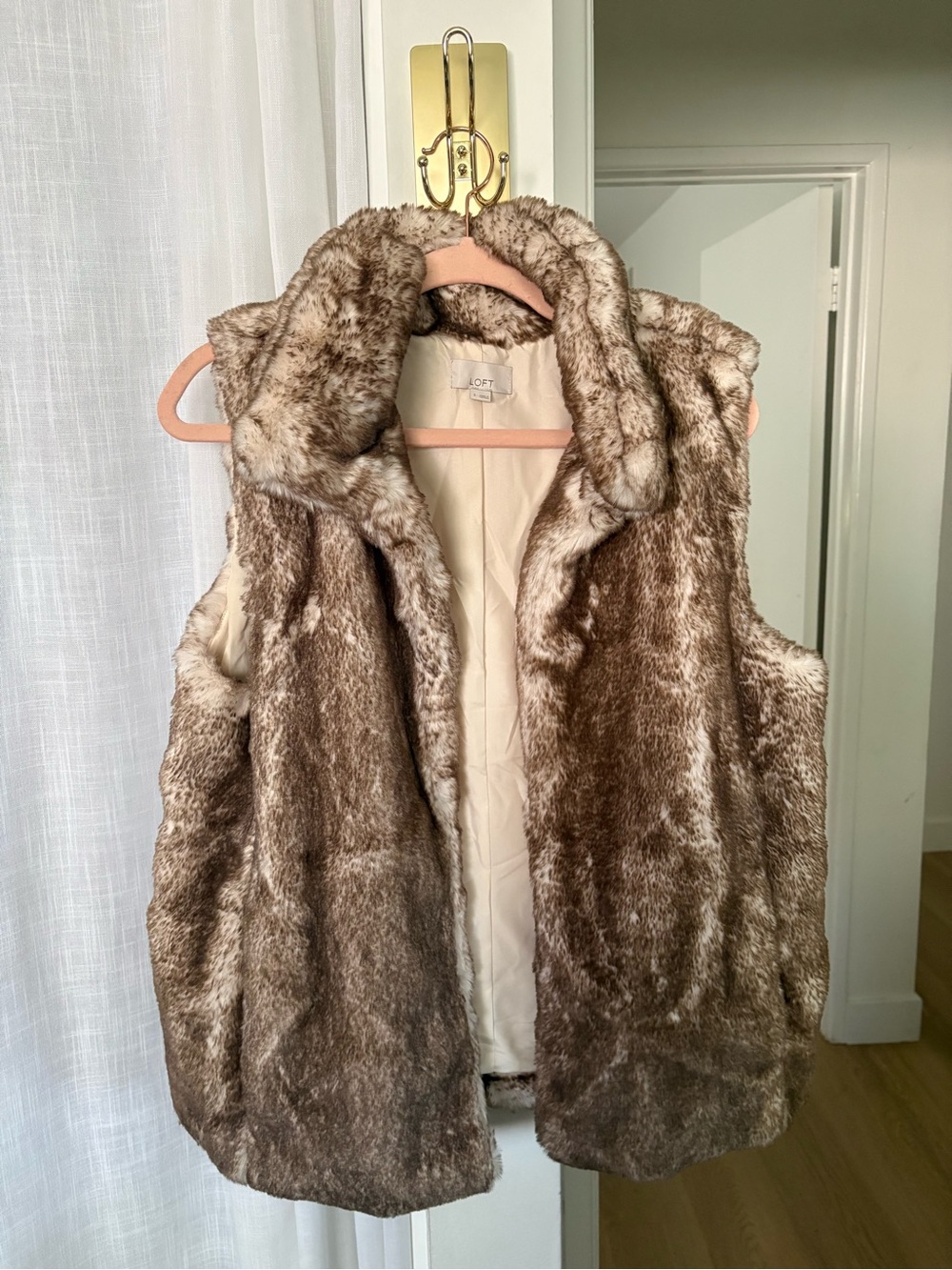 LOFT Faux Fur Vest in Brown